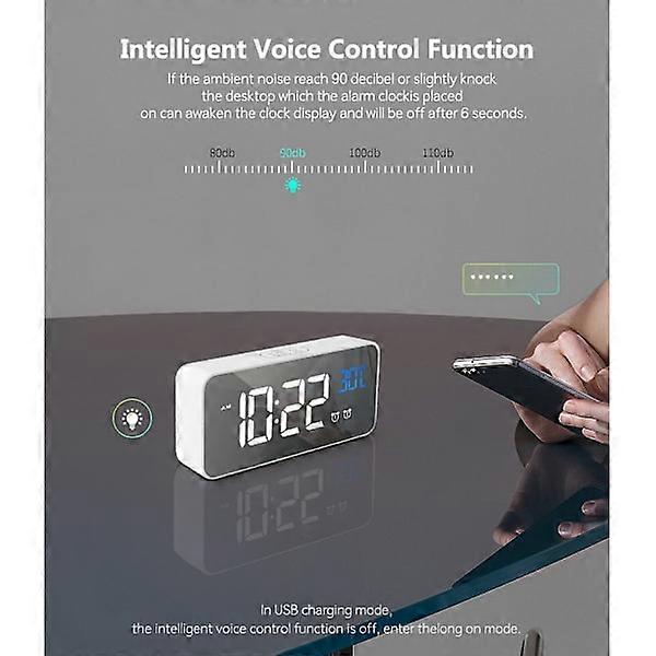 1pc (Silver) Digital alarm clock, LED alarm clock with S