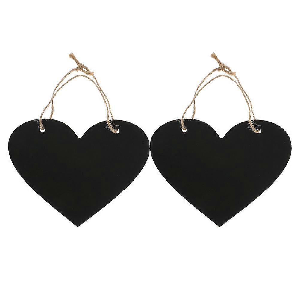 2Pcs Heart Shaped Message Board Double Sided Blackboard for Writting with Hemp Rope Small Size 7x7