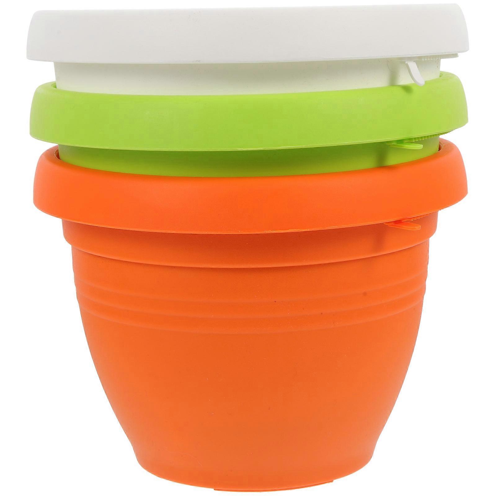3 Pcs Decorative Plastic Flower Pots with Drainage for Balcony Garden Assorted Color