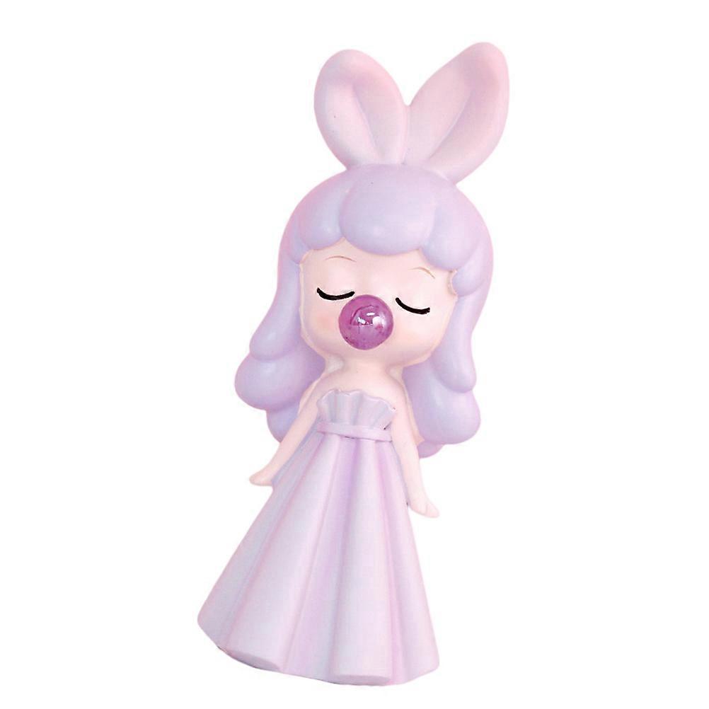 Cute Desktop Ornaments Blowing Bubble Girl Statue For Birthday Festival Decoration 13.5X5.5X5.5CM Resin 1Pc