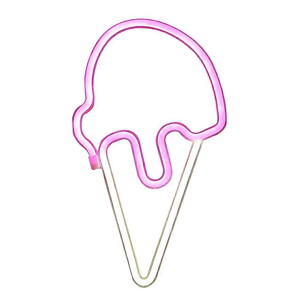 LED Neon Sign Ice Cream Shape For Bedroom 31.5x19.5cm White Plastic 1Pack