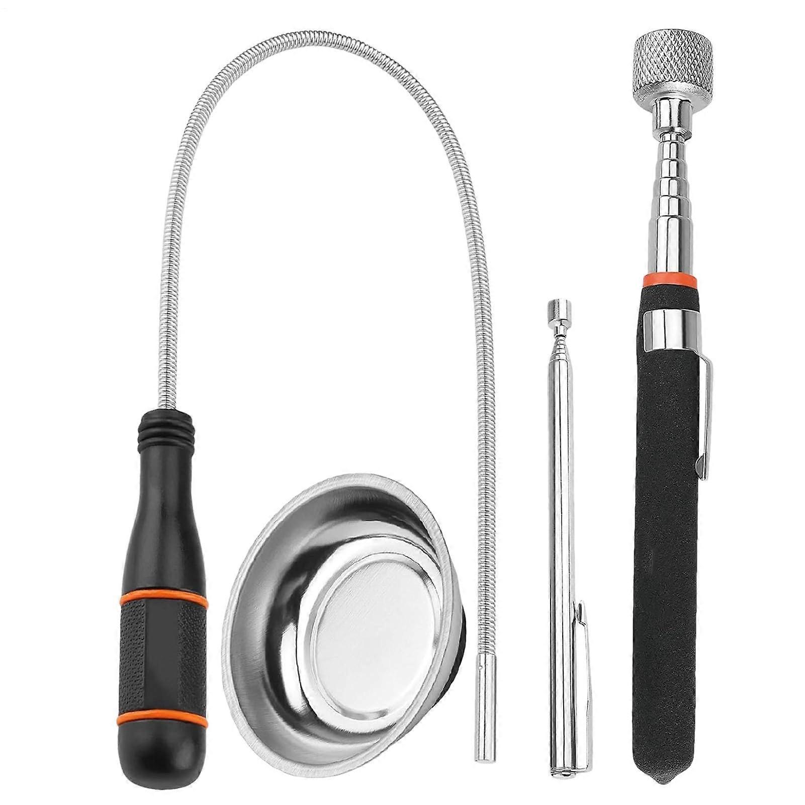 Mechanical Magnetic Pickup Tool, Flexible Telescopic Metal Grabber, Rotatable Adjustable Repair Helper for Tight Spaces
