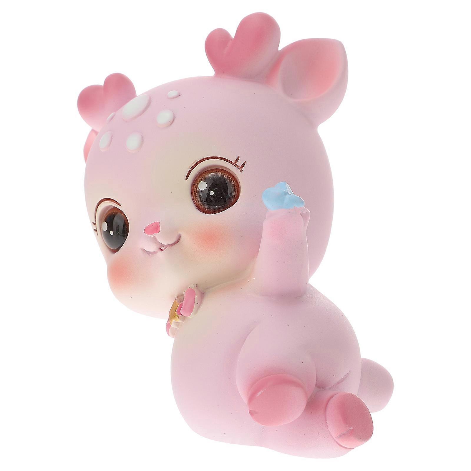 Tabletop Deer Sculpture Resin Fawn Adornment Office Decoration 3.3×2.4×1.6in 1Set
