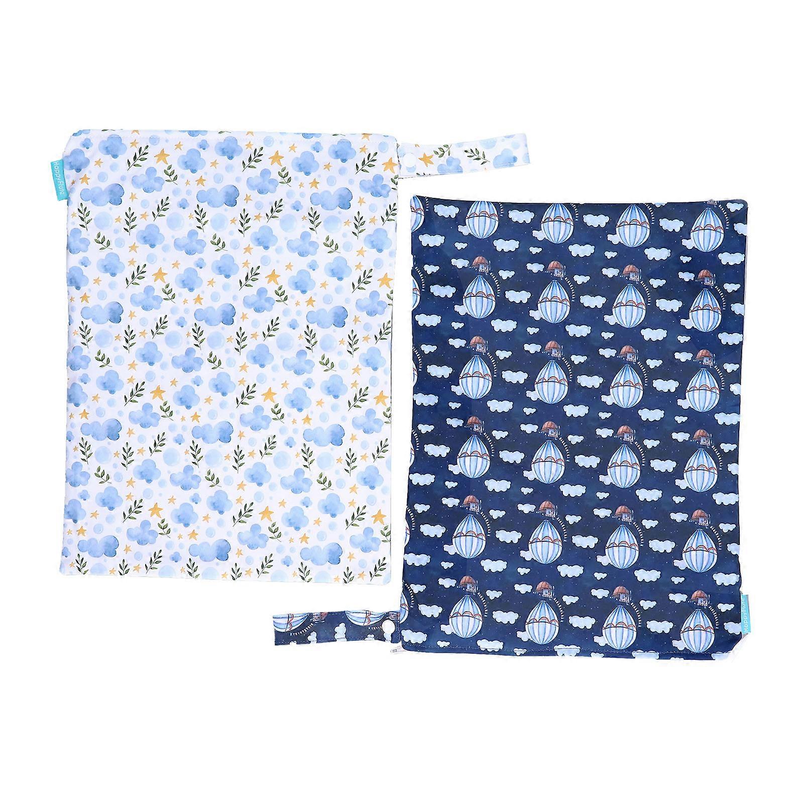 Printed Diaper Bag Double Zipper Wet Dry Dual Use Waterproof Exquisite Digital Printing Diaper Storage BagES001-FSD09