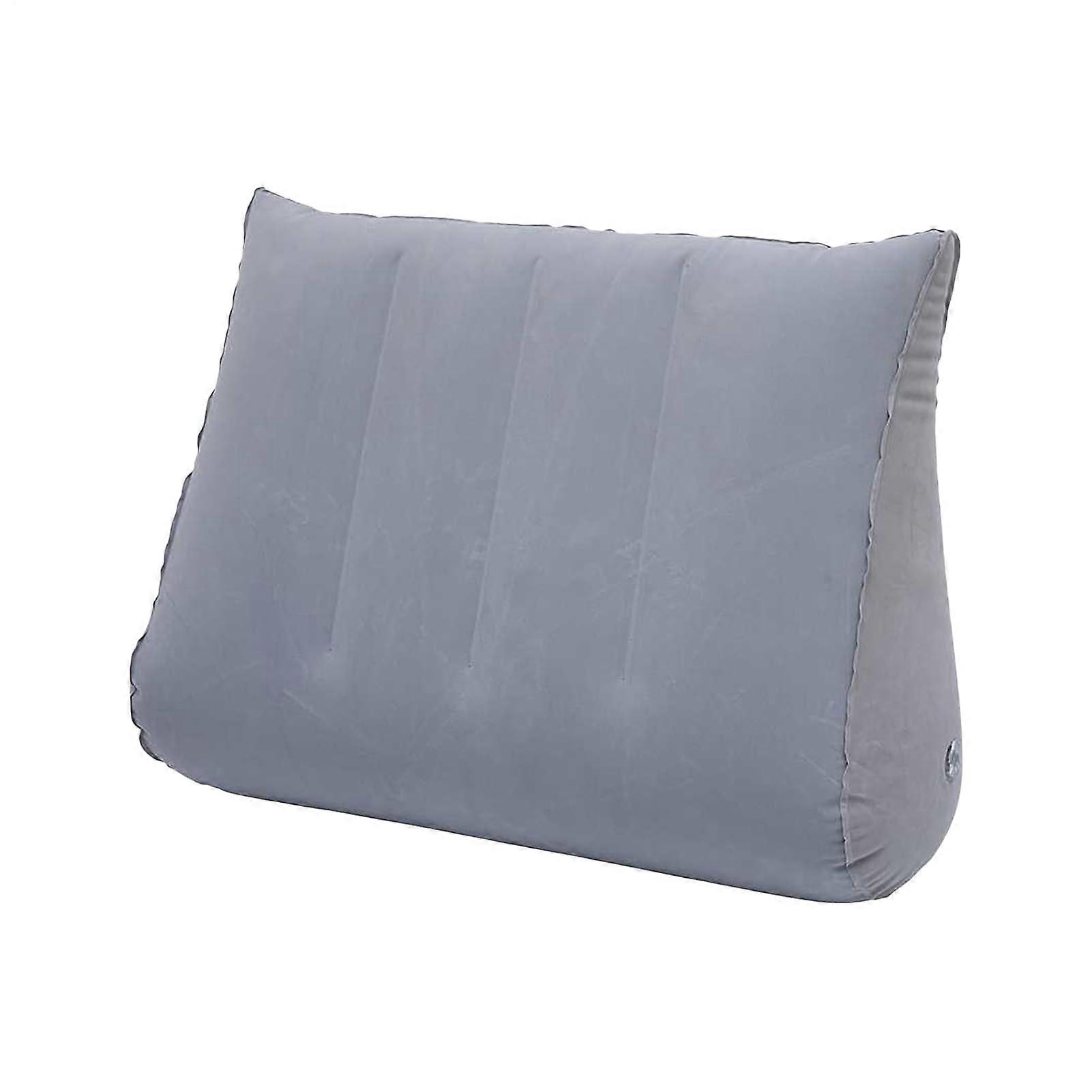 Travel Wedge Pillow for Sleeping, Inflatable Ergonomic Gray Support Pillow, Backrest for Reading and Pregnancy Comfort