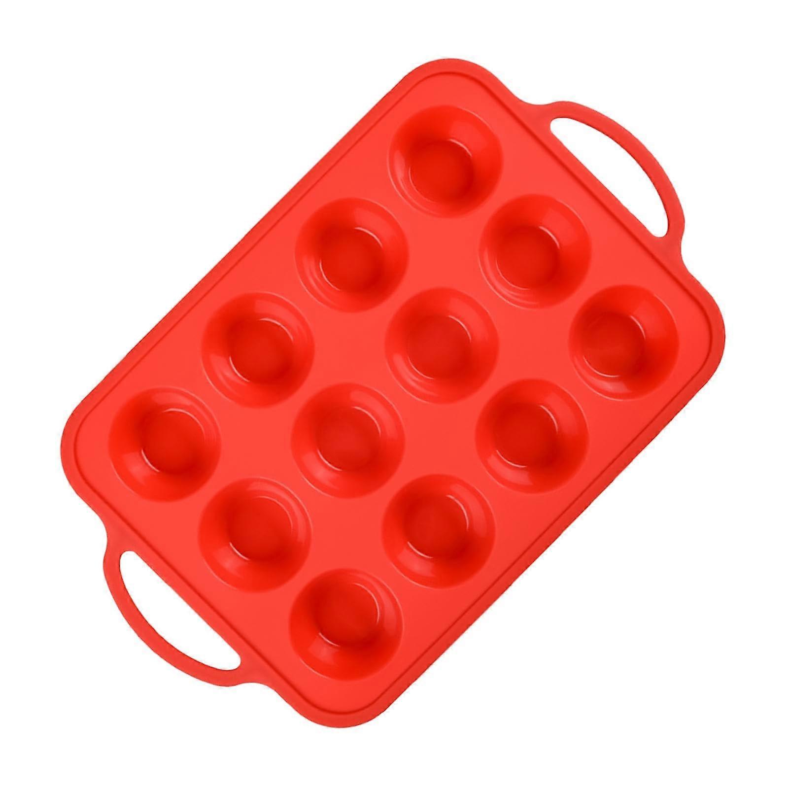 Silicone Muffin Pan 12-Cup, Nonstick Cupcake Mold, Reusable Bakeware for Cakes