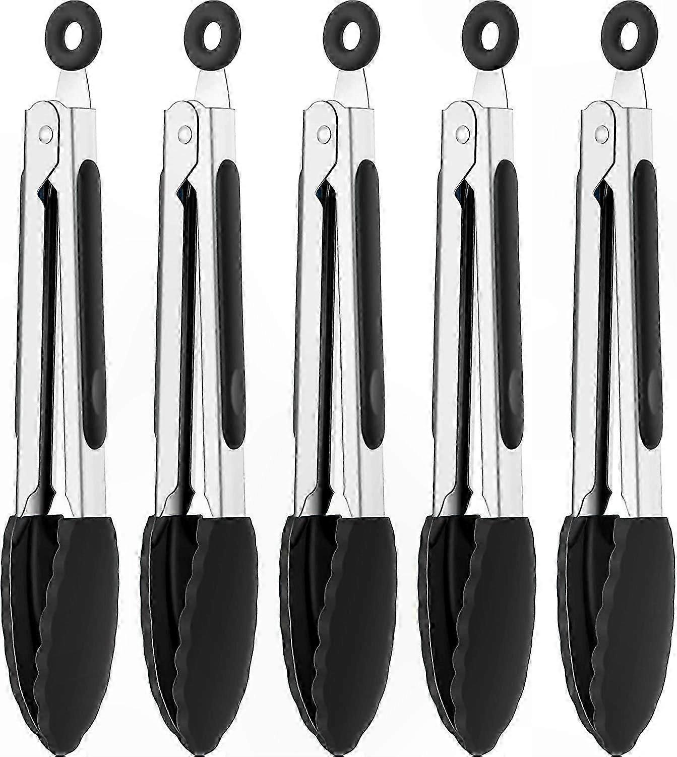 Mini Kitchen Clips with Silicone Tips, Stainless Steel Cooking Clips, 5-Pack