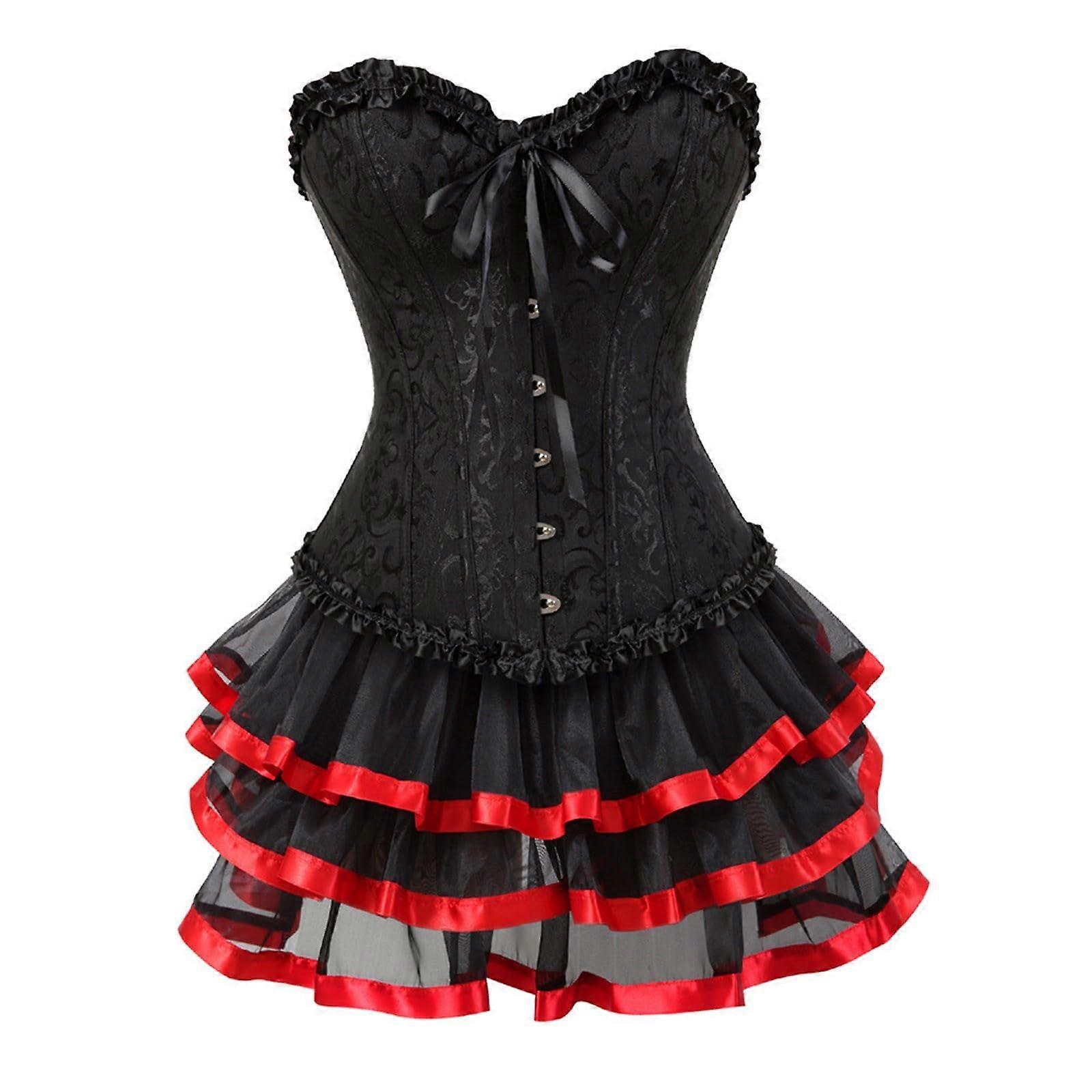 Women's Lace Corset Waist Shaping Slim Herringbone Bandage Drawstring Lingerie Cincher Y2k Sexy Floral Wedding Party Bustier Corsage Brown XS