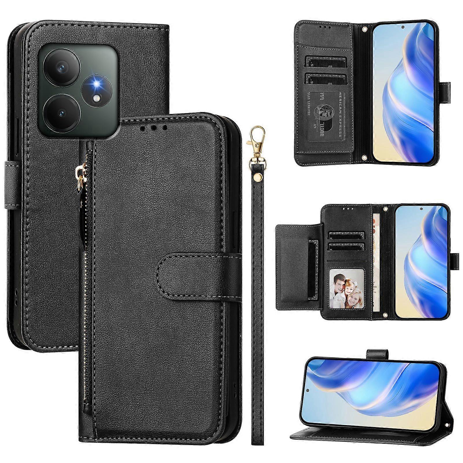 Flip Case for Realme GT 6 5G/GT 6T 5G Protection Soft PU Leather Zipper Wallet Cover with Card Holder Compatible with Realme GT 6 5G/GT 6T 5G
