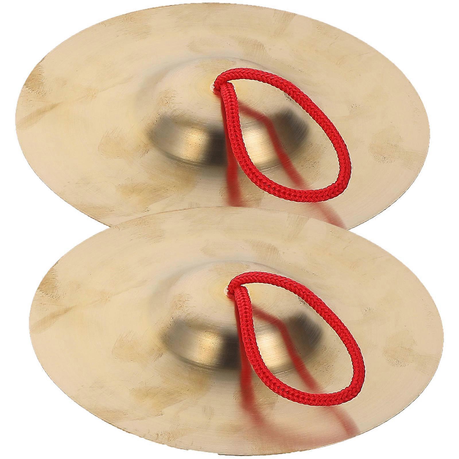 Finger Cymbals 1 Pair Metal Hand Cymbals For Kids Golden 14.6X14.6Cm Traditional Design Music Training