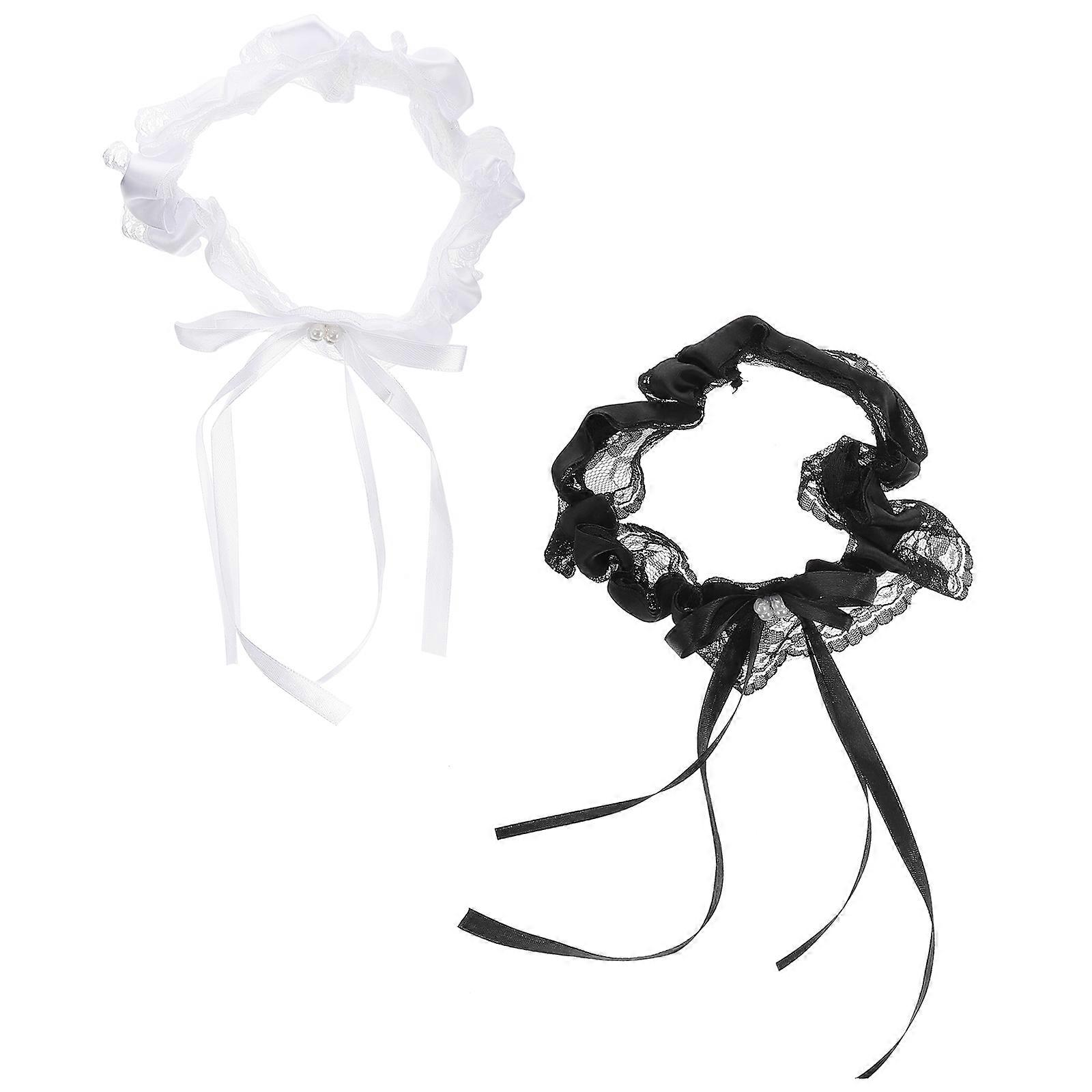 Bride Leg Band 2Pack Women Lace Bow Hoops Suitable For Gatherings Elegant Accessory