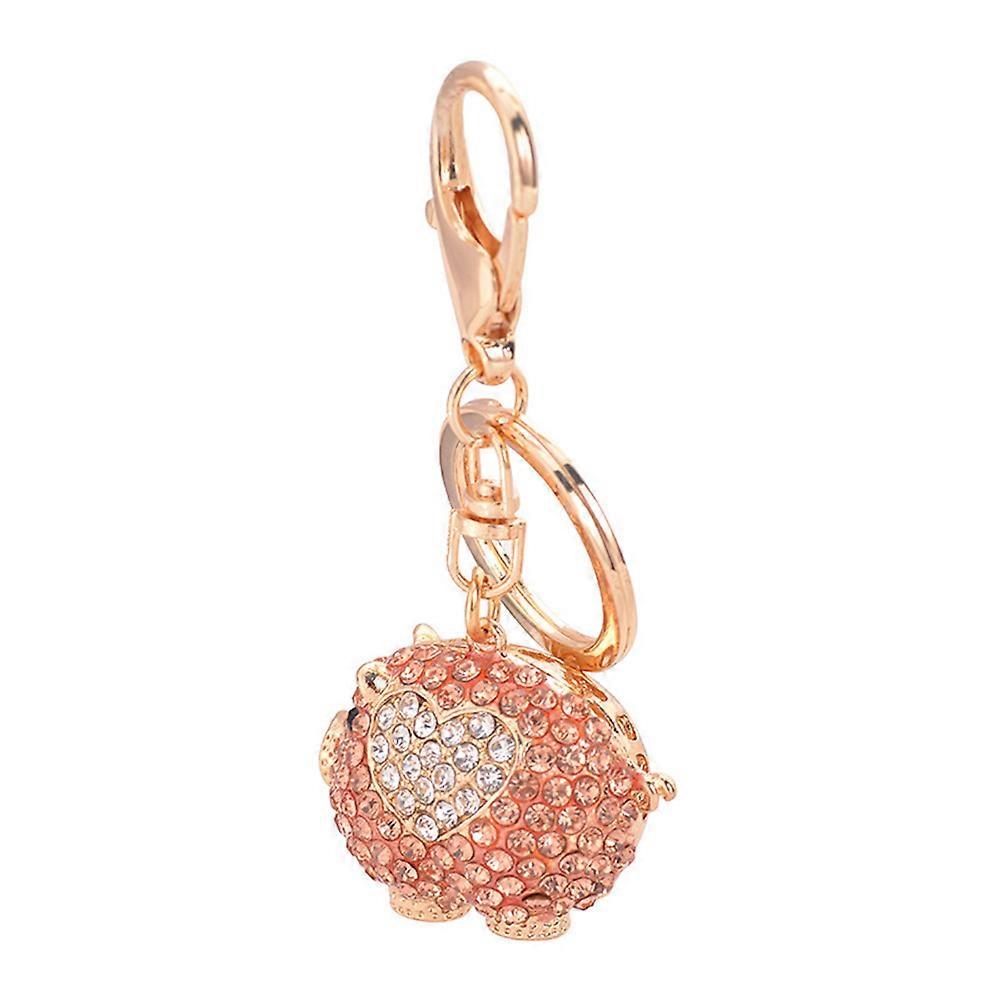 Rose Gold Heart Pig Keychain with Crystal Charm for Decoration Alloy Material Fits Keys Phone Bag