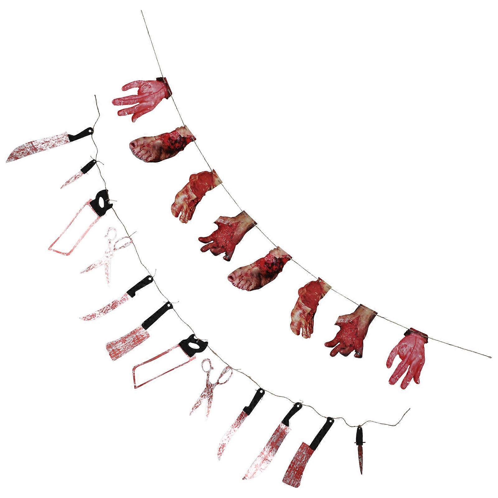 Hanging Body Parts Halloween Prop 2 Sets Assorted Color Decorative Wall Hanging For Spooky Halloween Occasions Waterproof Usage