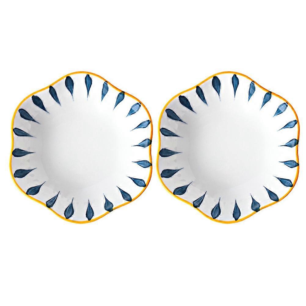 Creative Ceramic Bowls Set 2Pcs Featuring Plum Blossom Design Ideal For Serving Sushi And Salad Perfect For Buffets And Restaurants
