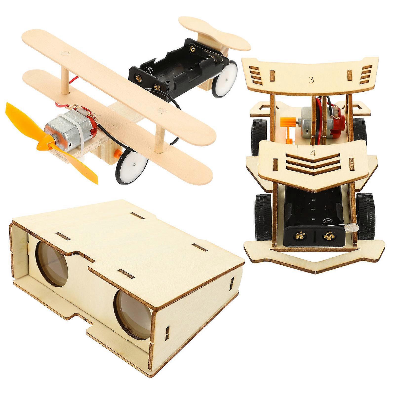 Diy Science Electric Glider Plane Wood Toy for Kids in Assorted Color Perfect for Desk Display and Education