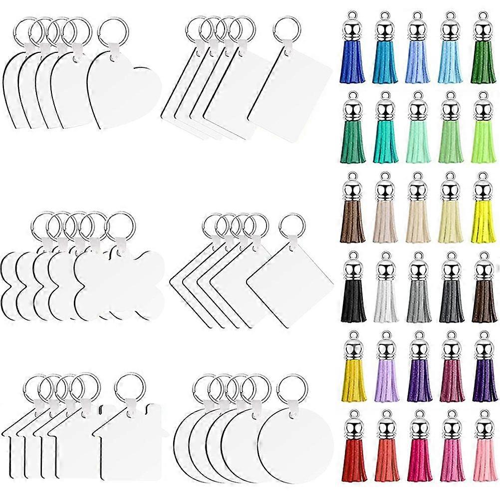 Sublimation Keychain Blanks 30 Sets DIY Projects For Artists Double-Sided Printing 5X5cm White