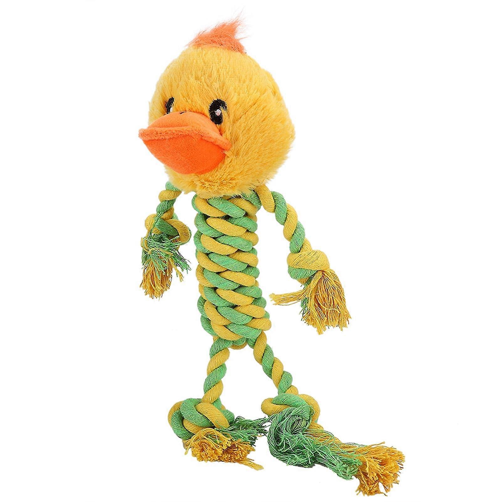 Pet Dog Toy Plush Cotton Rope Teeth Cleaning Chew Molar for Dogs and Cats Duck Monkey Design (Duck)