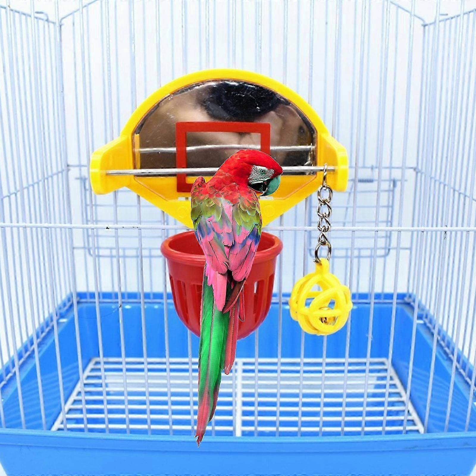 View of Funny Parrot Toys with Mini Basketball Hoop, Bell & Chew Ball ...