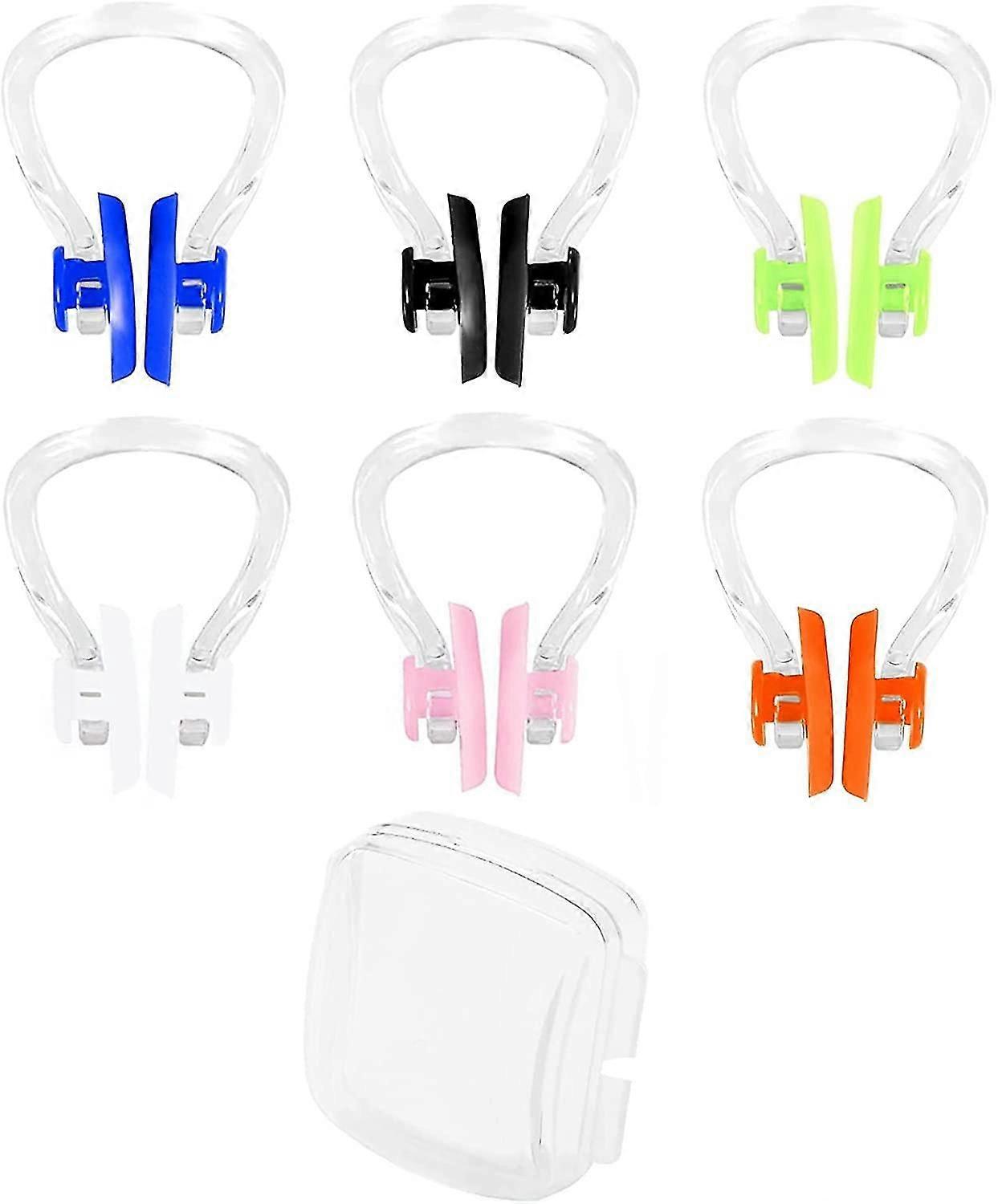 Nose Clips Swimming, 6 Pcs Silicone Swim Nose Protector Plugs with Case for Adults & Beginners