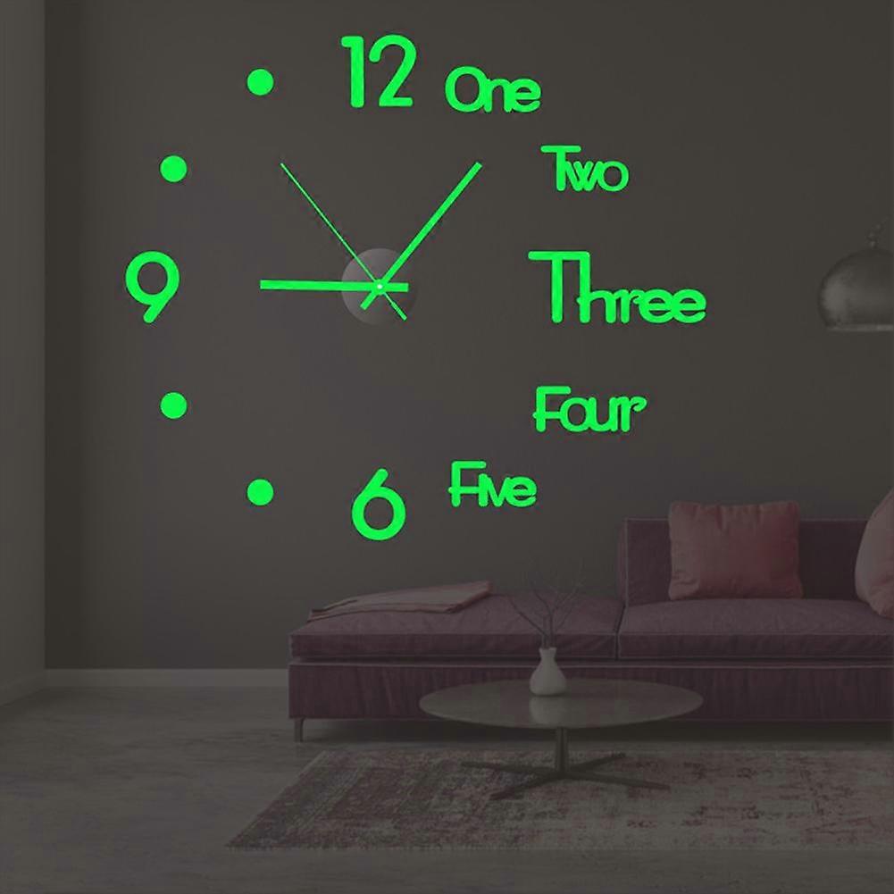 QHUDLV 3D Wall Decal Decorative Clock,Frameless Silent Non Ticking Modern Home