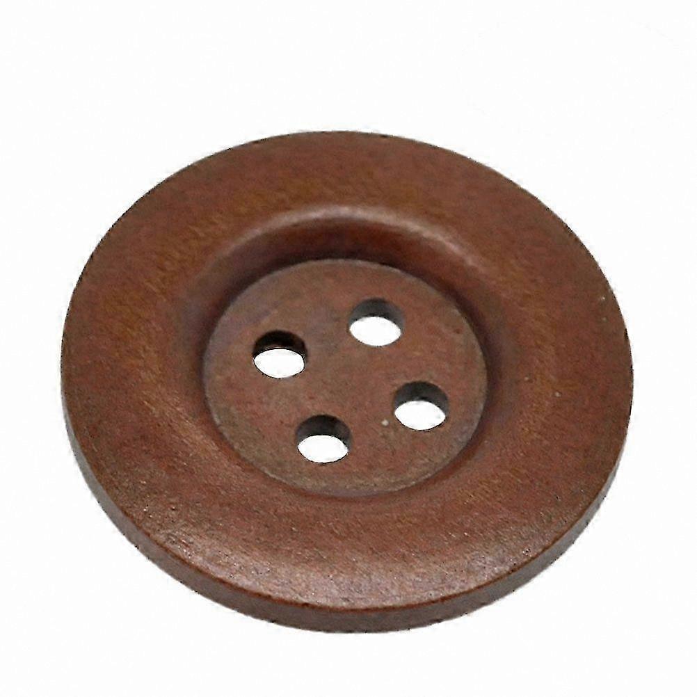 30-Pack 40mm Round Decorative Buttons with Four-Hole Design for Crafting, Sewing, and Scrapbooking (Brown)