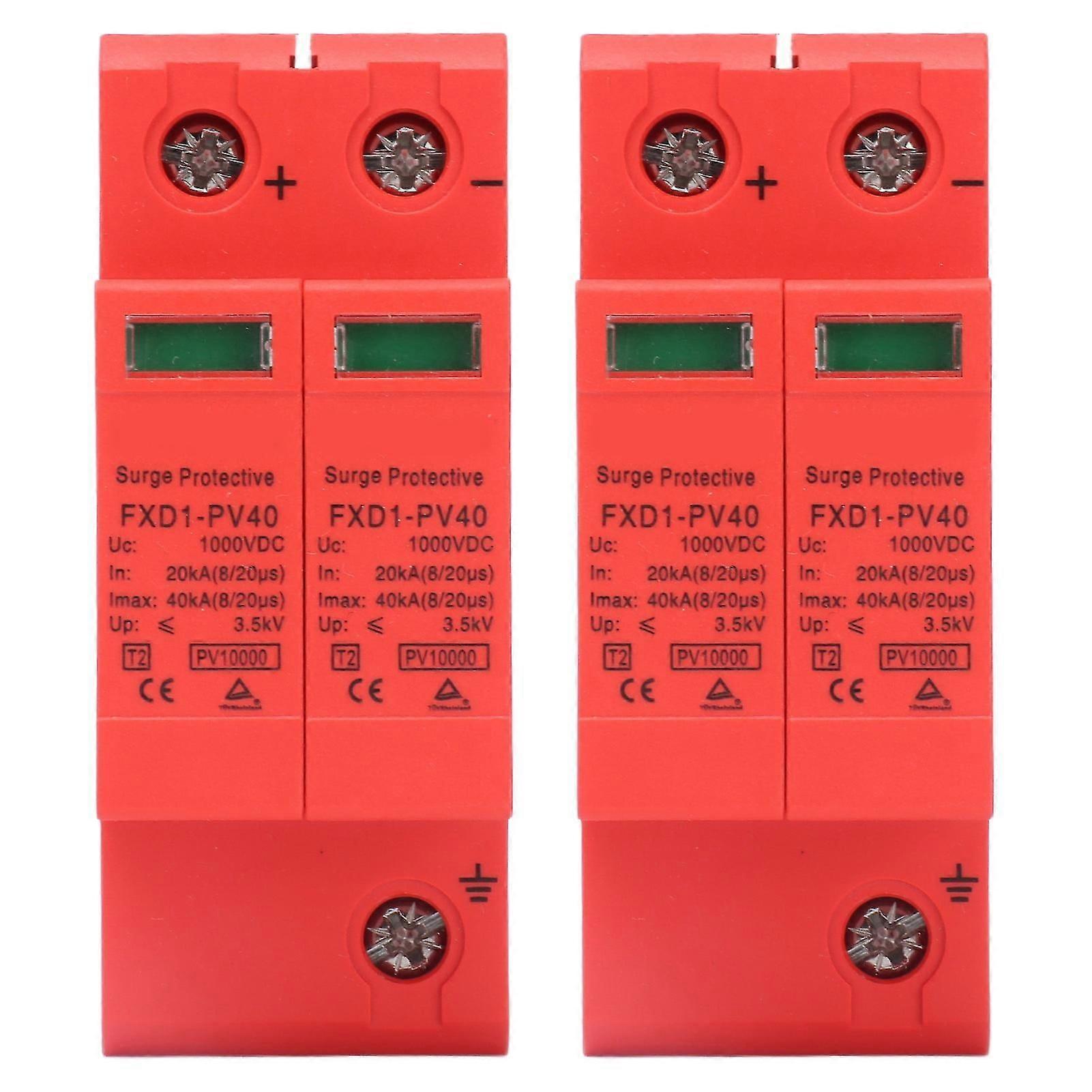 2Pcs SPD Protective Devices DC Photovoltaic Arrester 2P 40KA FXD1PV40
