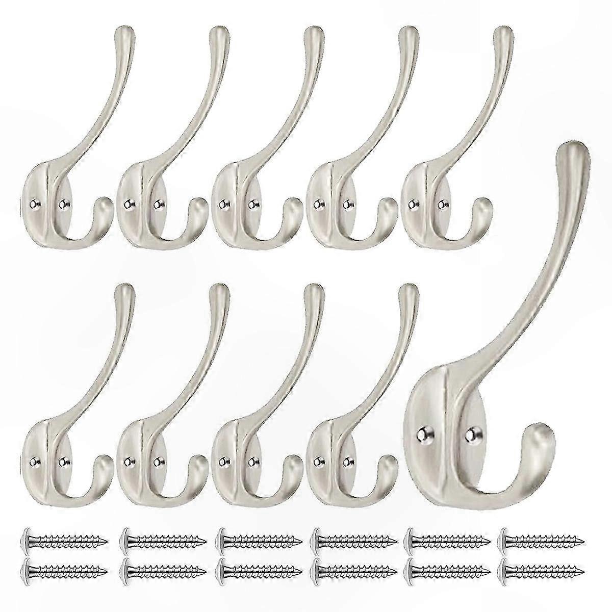10-Piece Cast Iron Hooks with Brass Design for Bath and Kitchen Use