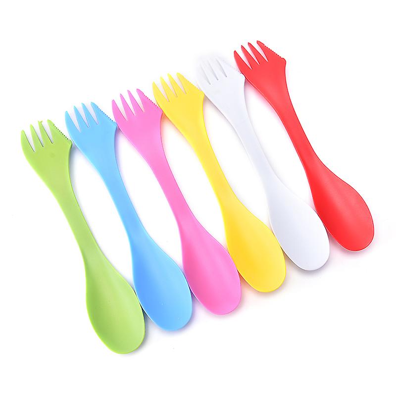 6pcs Multifunction Camping Hiking Utensils Spork Combo Travel Gadget Spoon Fork