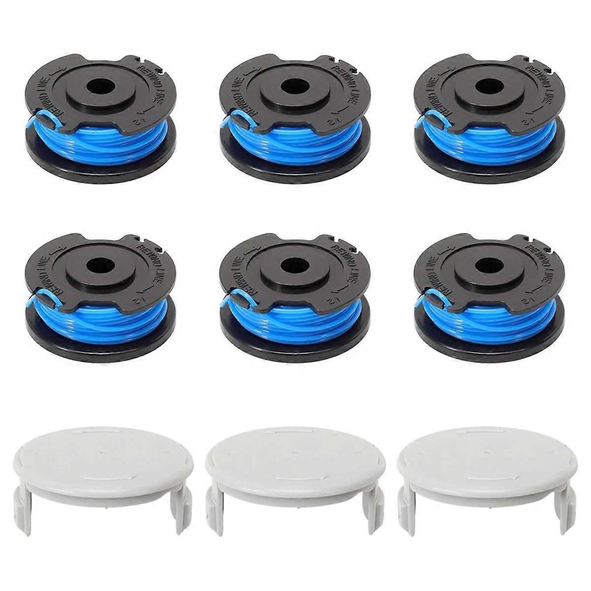 6pcs Lawn Mower Trimmer Coils with 3-Coil Caps 14443120 for LTR 18-30