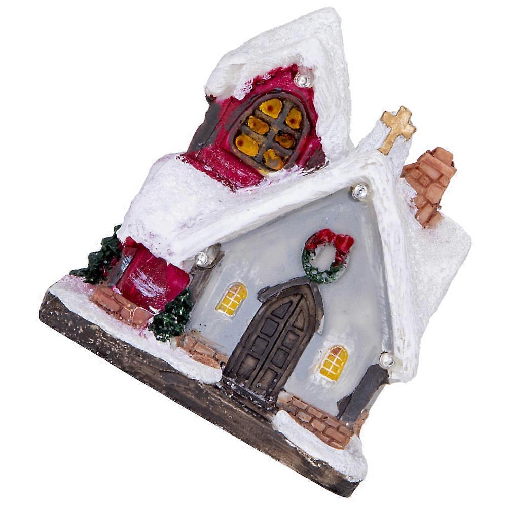 Christmas Lighted House Table Decorations with Resin Material and Festive Light