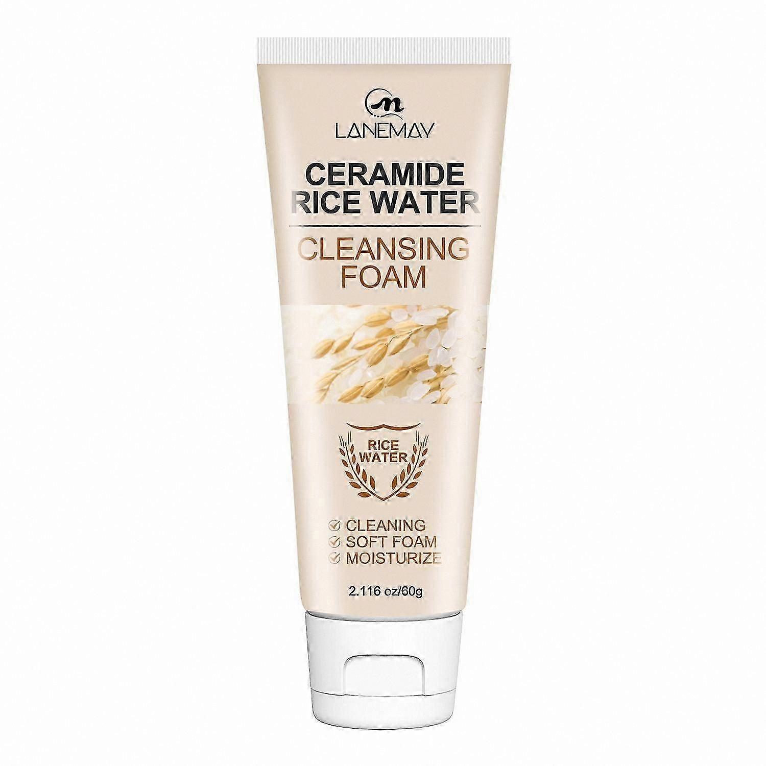 Rice Extract Hydrating Face Cleanser - Gentle Foaming Wash for Nourished Skin - Pore Refining & Brightening Solution