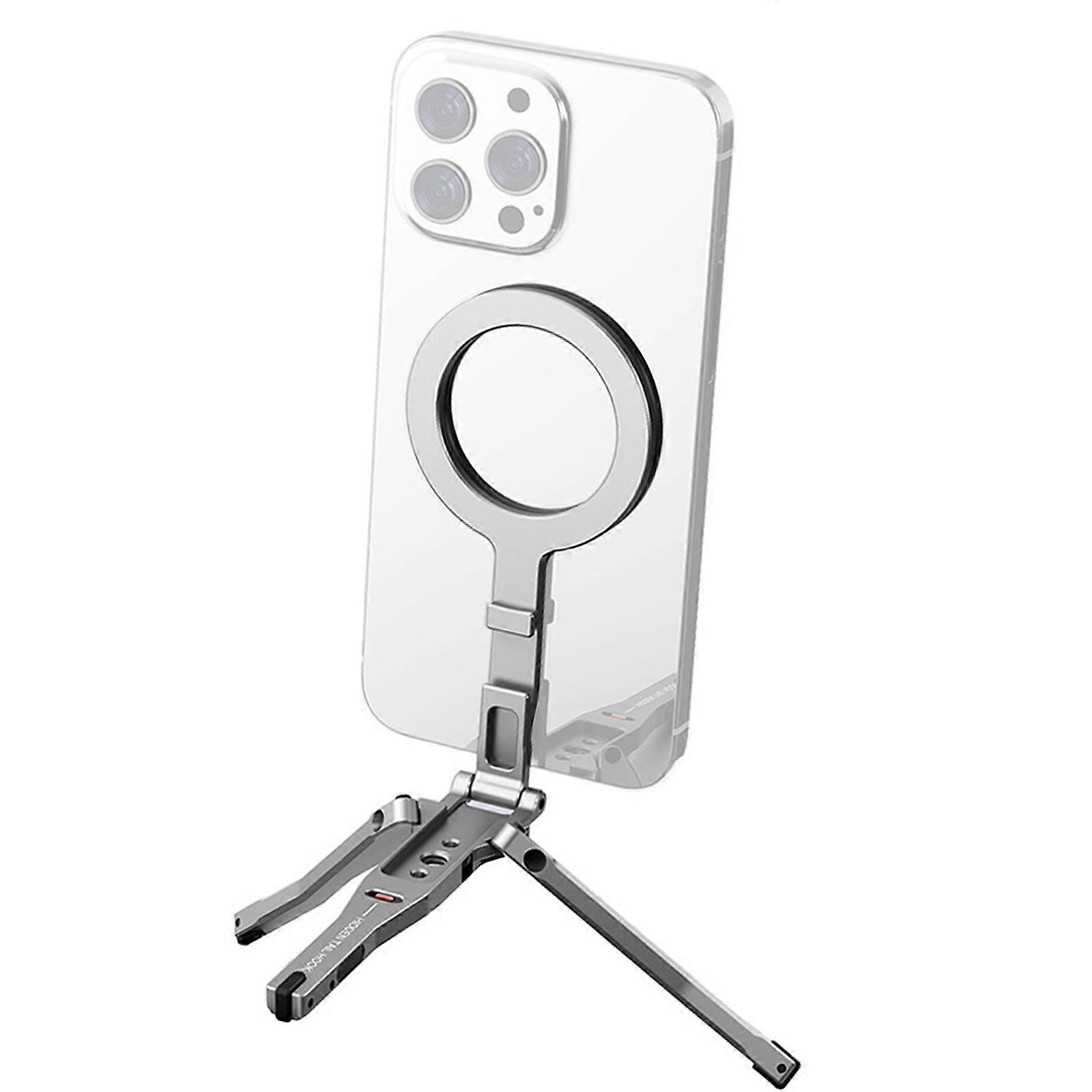 Foldable Magnetic Phone Stand Multiple Functional Tripods Handheld Grip Build In Cold Shoe Mount for Phone 12 to 16 Series Multicolor