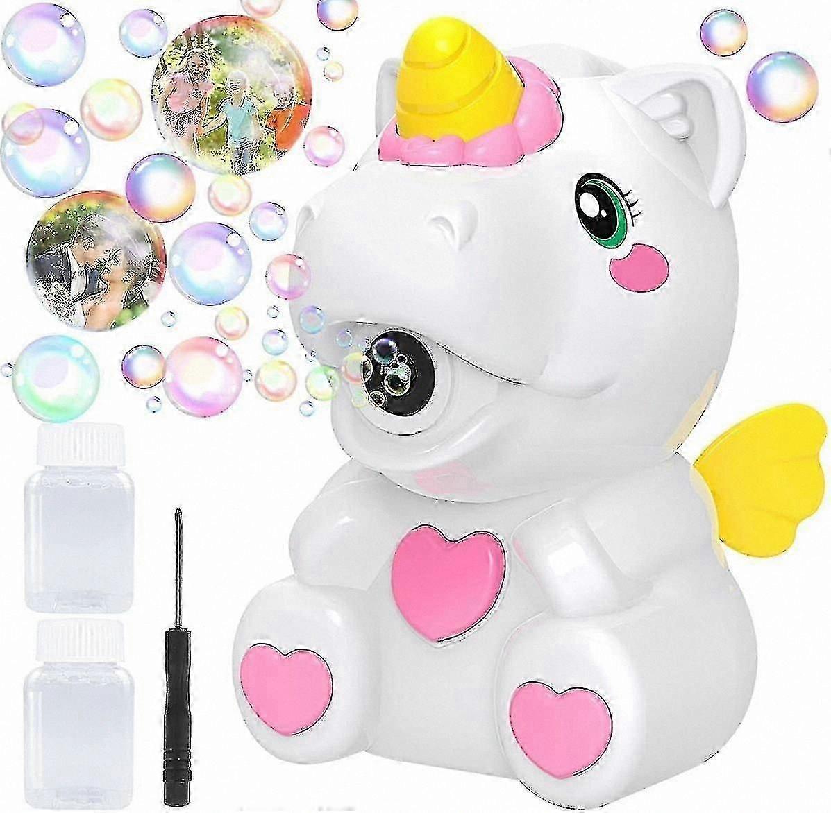 Portable Bubble Blower Toy for Toddlers, Automatic Bubble Maker with Unicorn Design and Bubble Solution for Indoor and Outdoor Fun