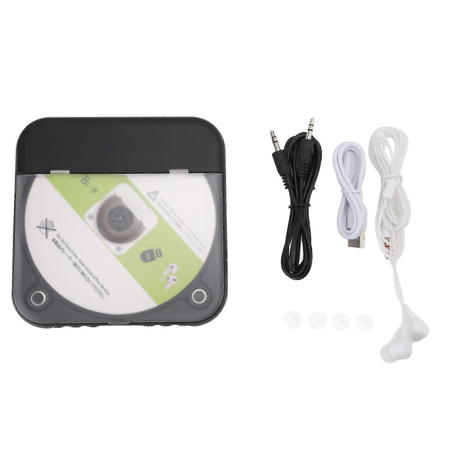 Portable CD Player BT Retro Style Double Speakers Music Player Support CD USB AUX Input for Home Exercising Car Traveling