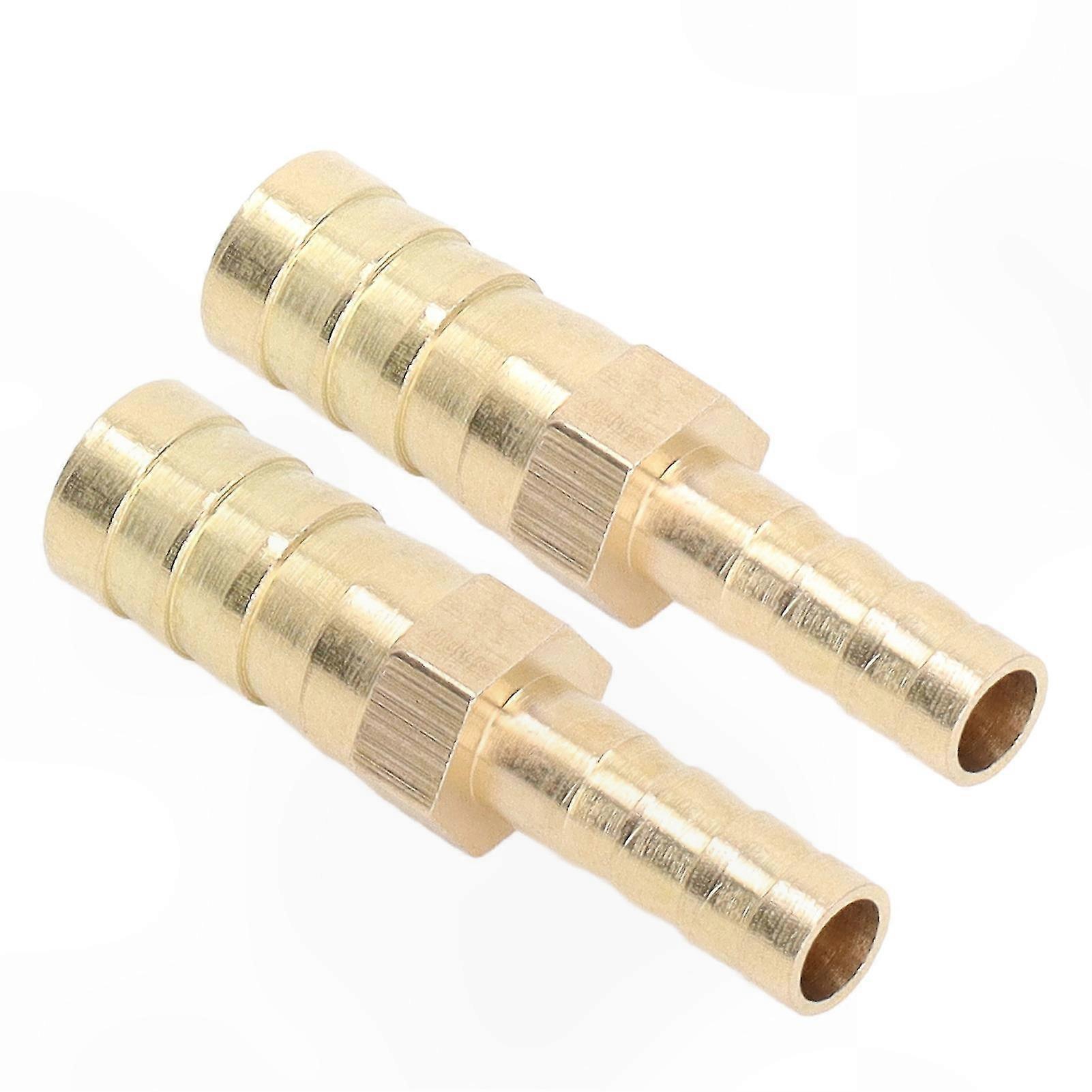 2-Pack Brass Barbed Reducer Fitting, 10mm to 6mm Hex Adapter Connector for Hose Splicing