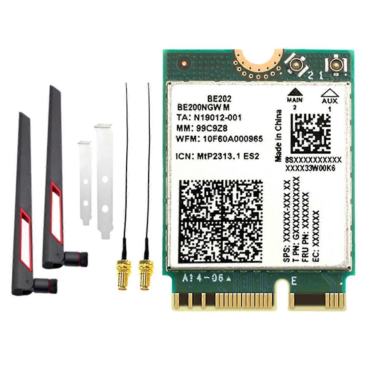 BE202 WiFi7 Card +2x10DB Antenna 2.4/5/6G Tri-Band 5374M Gigabit Wireless WiFi Network Card Bluetooth 5.4
