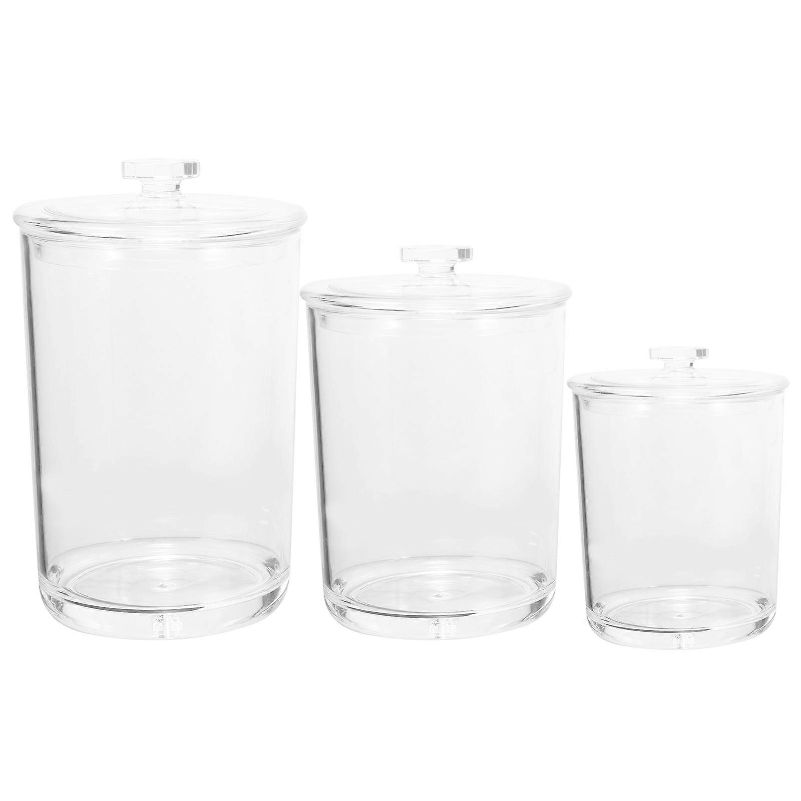 Transparent Material Storage Jar with Tight Seal for Home Use and Compact 3pcs