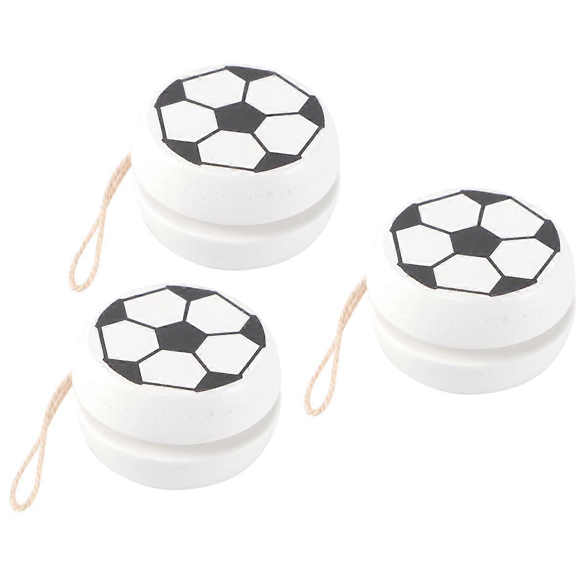 Kids Wooden Yoyo Ball Toy Durable Plastic White Colorful Cartoon Pattern Gift for Children 3pcs