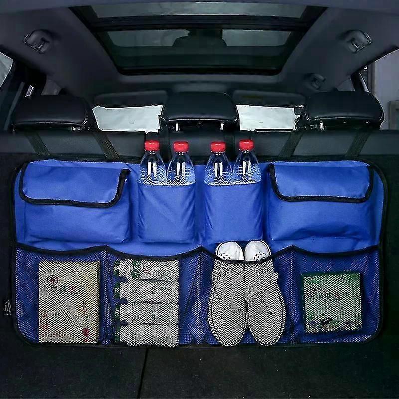 Car Trunk Organizer Adjustable Backseat Storage Bag Net High Capacity Multi-use OxFit Ford Automobile Seat Back Organizers Universal