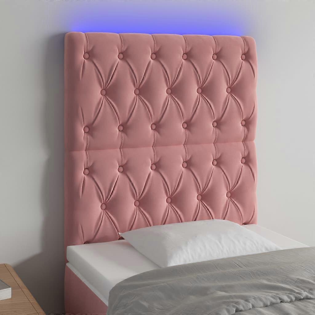 LED Kopfteil Rosa 80x7x118/128 cm Samt