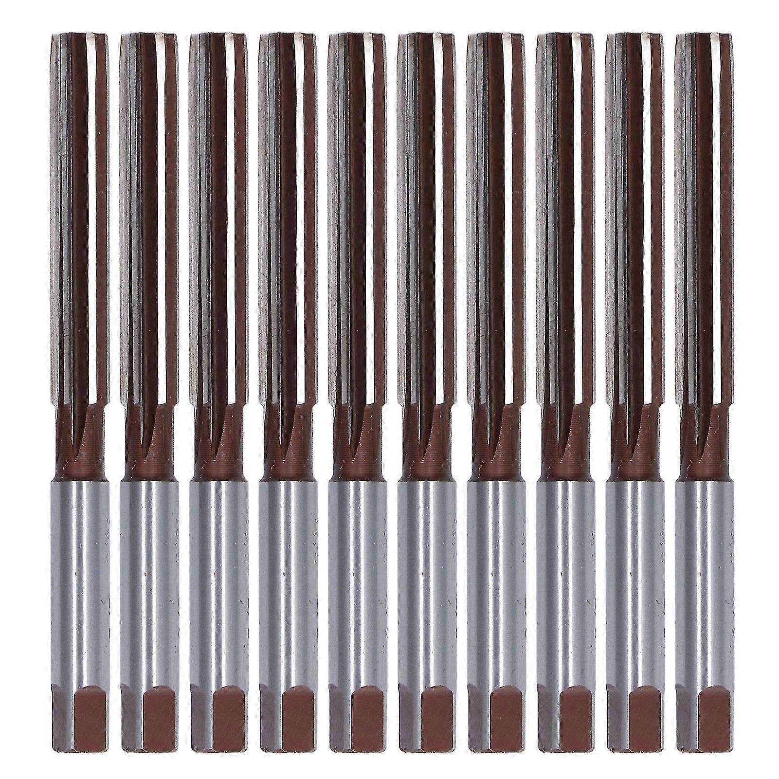 10Pcs Hand Reamer 6 Straight Flutes American System 9SiCr Hardware Tools 3/8in Brown Red