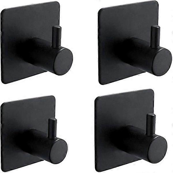 (Black) 4 pcs 3M adhesive hooks, bathroom wall adhesive hook, kitchen