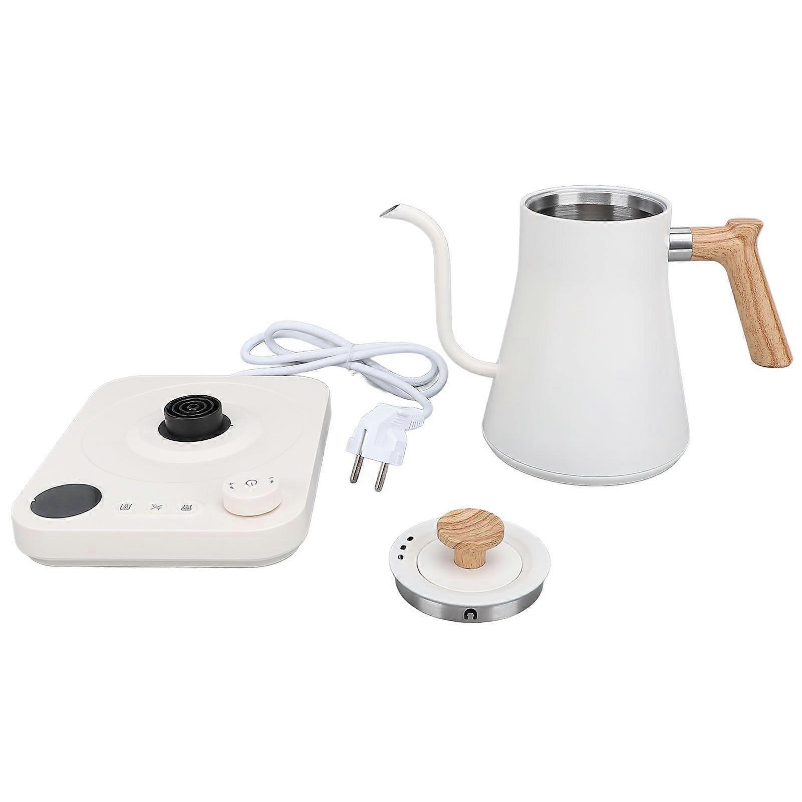 Electric Gooseneck Kettle 1200W 304 Stainless Steel Precise Temperature Control Teapot Pour Over Coffee Kettle with LCD Screen Timer for Home White EU