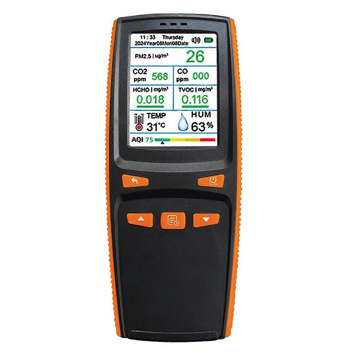 9-in-1 Air Quality Monitor CO/CO2/PM2.5/HCHO/TVOC with Data Storage and Download Support
