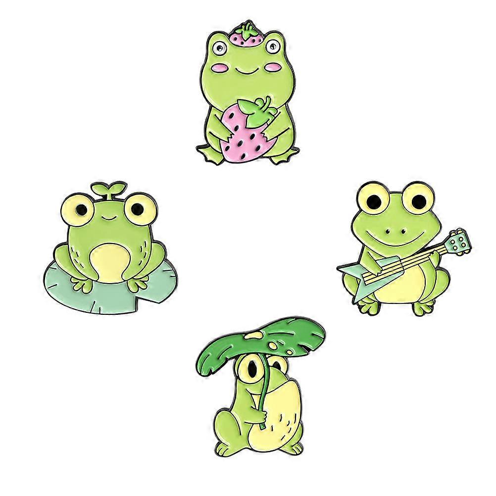 Alloy Frog Brooch 4Pcs Adorable Modeling Badge Brooches for Decor