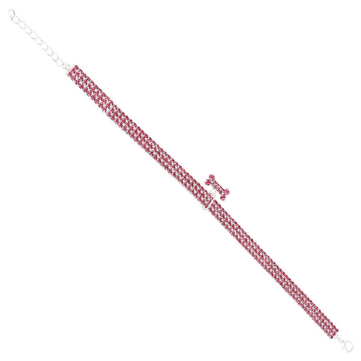 Cleaning Mini Bone Shape Pendant Shining Rhinestone Pet Ring Dog Collar