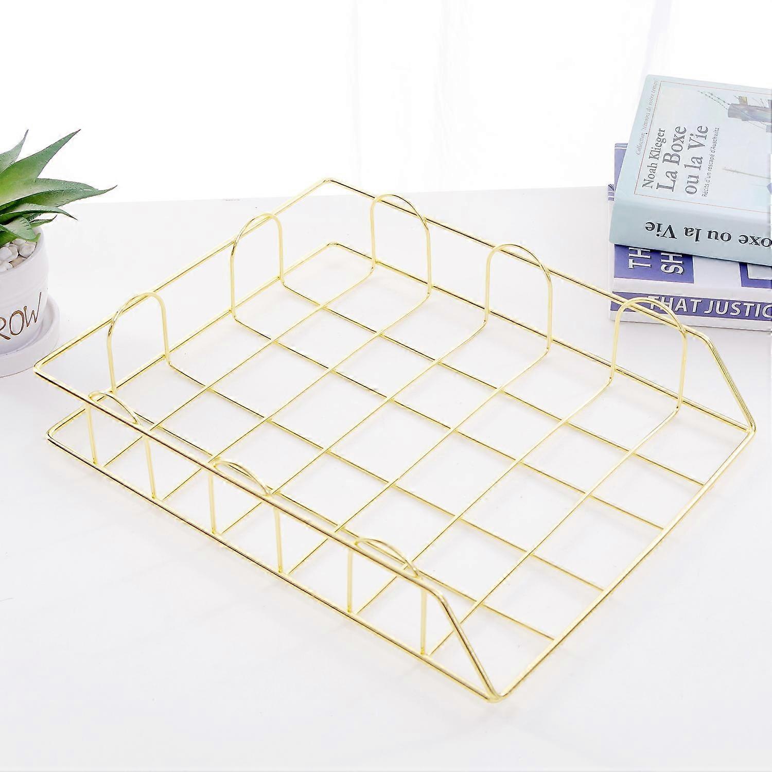 Stackable File Rack, Metal Wrought Iron File Storage Basket, Jian'yue Storage Rack