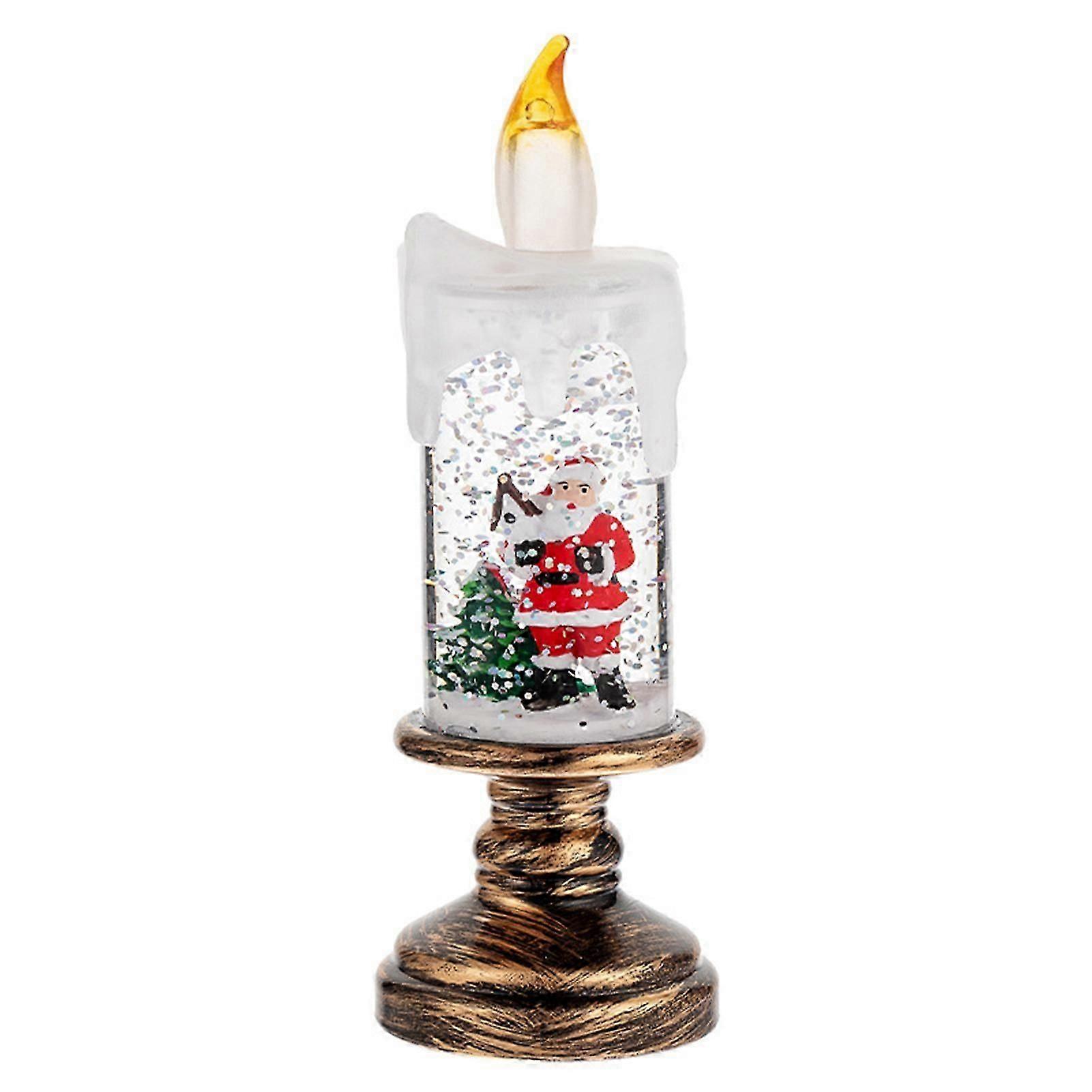 Snow Globes Lantern LED Candle Filled with Water Glitter for Festive holiday centerpiece