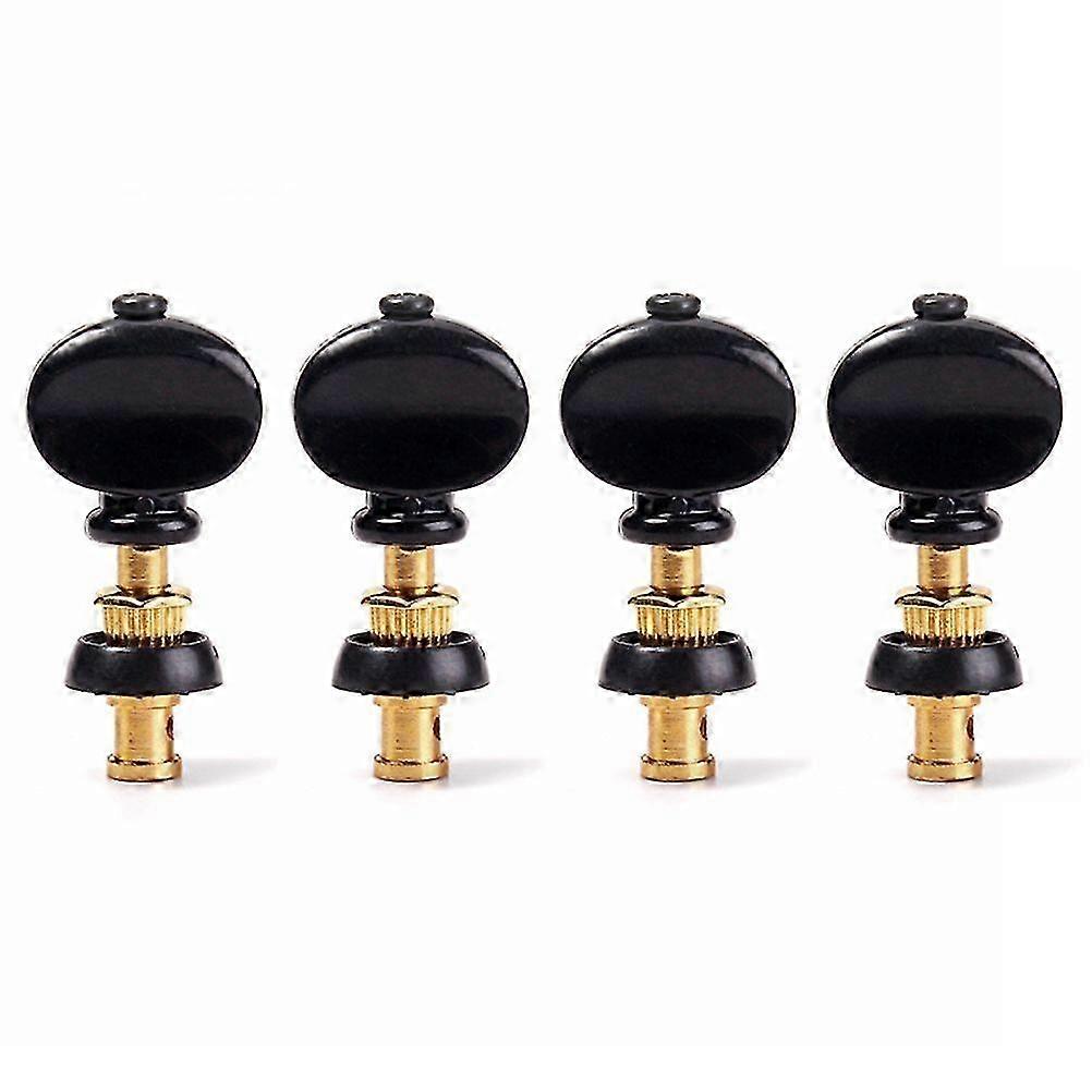 String Tuning Pegs Set, 4pcs Friction Tuners for Ukulele with Plastic Button, White (Black Gold)