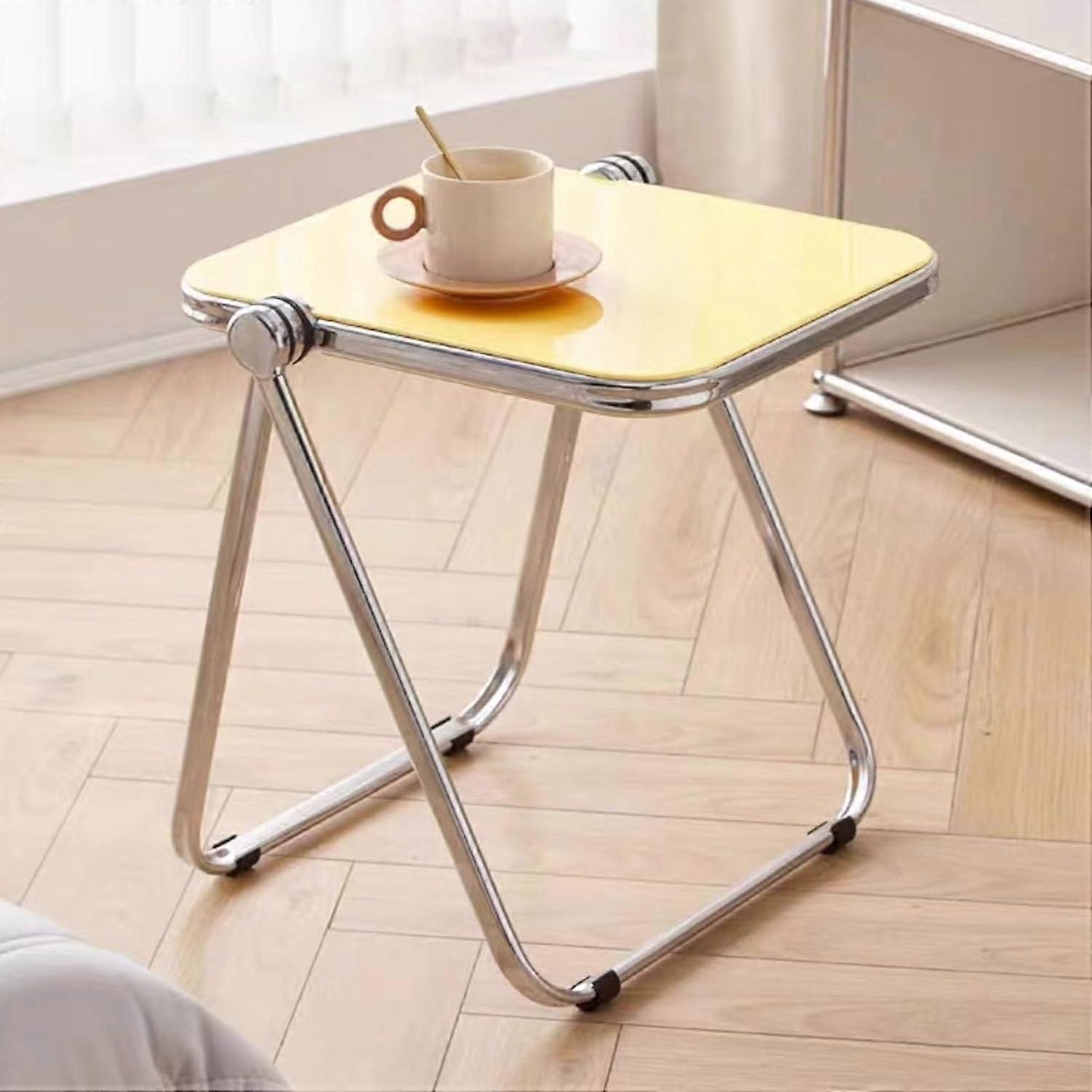 Portable Folding Side Table For Garden And Sofa Square End Table With Drinks Holder TV Dinner Table Color D